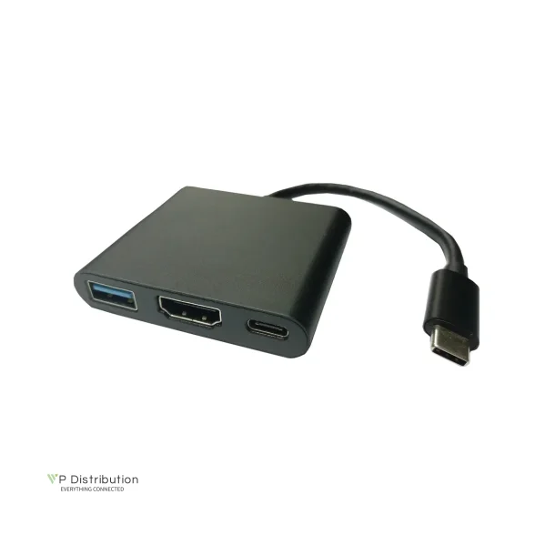 VALUE Cableadapter USB3.2 Gen2 C - HDMI, M/F, 1x USB3.2 Gen1 A F, 1x Power Delivery