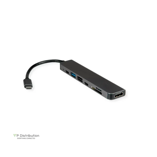 VALUE USB - C Dock, 1x HDMI + 2x USB A(2.0 + 3.2G1 + SD/TF + PD, 4K