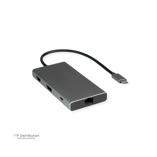 VALUE USB - C Dock, 1x HDMI + DP + GbE + 2x A + 1x C + 1x C PD, 4K60