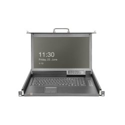 Modularized 43,2cm (17") HD TFT console with 16 port HDMI, RAL 9005 black, FR keyboard