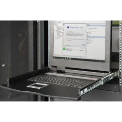 Modularized HD LCD TFT console,8 Port VGA with 8 port VGA KVM, FR keyboard, RAL 9005 black