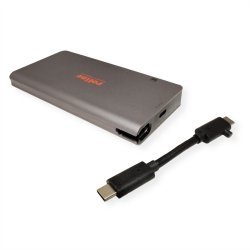 ROLINE USB Type C docking station, 4K HDMI, 1x VGA, 2x USB 3.2 Gen 1 ports, 1x SD/MicroSD card reader, 1x USB Type C PD (Power Delivery), 1x Gigabit Ethernet