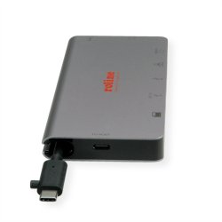 ROLINE USB Type C docking station, 4K HDMI, 1x VGA, 2x USB 3.2 Gen 1 ports, 1x SD/MicroSD card reader, 1x USB Type C PD (Power Delivery), 1x Gigabit Ethernet