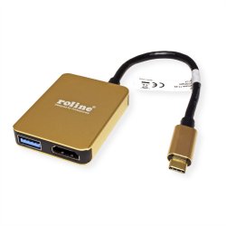 ROLINE GOLD USB Type C Docking Station, 4K HDMI, 2x USB 3.2 Gen 1 ports, 1x USB Type C PD (Power Delivery)