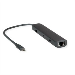 ROLINE USB 3.2 Gen 2 Type C Multiport Docking Station, 8K30 HDMI, 3x USB 3.2 Gen 2(2x A + 1x C), 1x USB Type C PD (Power Delivery), 1x Gigabit Ethernet (2.5 GbE)