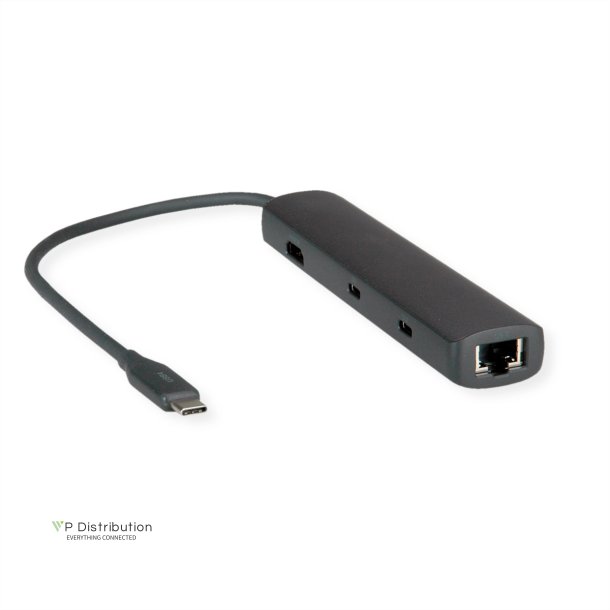 ROLINE USB 3.2 Gen 2 Type C Multiport Docking Station, 8K30 HDMI, 3x USB 3.2 Gen 2(2x A + 1x C), 1x USB Type C PD (Power Delivery), 1x Gigabit Ethernet (2.5 GbE)
