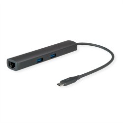 ROLINE USB 3.2 Gen 2 Type C Multiport Docking Station, 8K30 HDMI, 3x USB 3.2 Gen 2(2x A + 1x C), 1x USB Type C PD (Power Delivery), 1x Gigabit Ethernet (2.5 GbE)