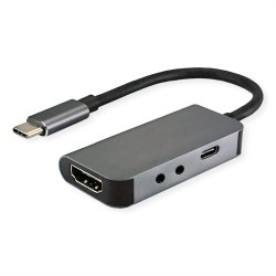 ROLINE Multiport Docking Station Type C, 4K HDMI, 2x Audio (TRRS + Mic), 1x USB Type C PD (Power Delivery)