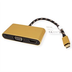 ROLINE GOLD Type C - VGA / HDMI / Type C PD Adapter, M/F