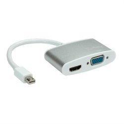 ROLINE Adapter, Mini DisplayPort - HDMI/VGA, Mini DP M - HDMI/VGA F