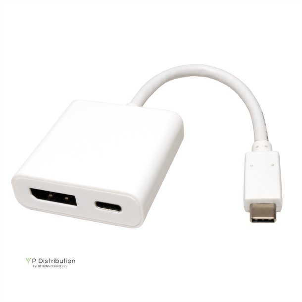 ROLINE Type C - DisplayPort Adapter, + 1x Type C PD, v1.2, M/F