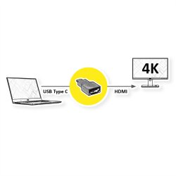 ROLINE Type C - HDMI Adapter, M/F, grey