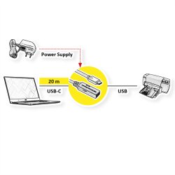 ROLINE USB 3.2 Gen 1 Active Repeater Cable, black, 20 m