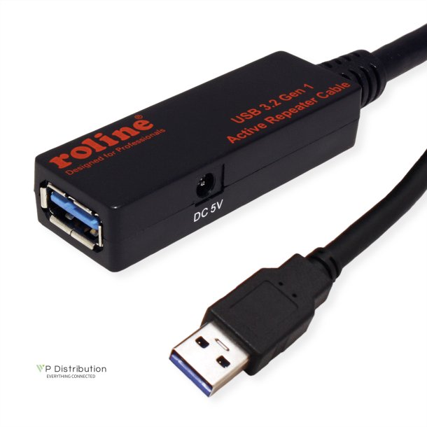 ROLINE USB 3.2 Gen 1 Active Repeater Cable, black, 15 m