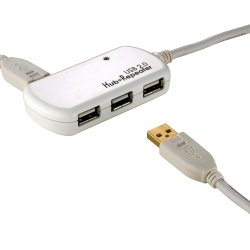 ROLINE USB 2.0 Hub, 4 Ports, with Repeater, 12 m
