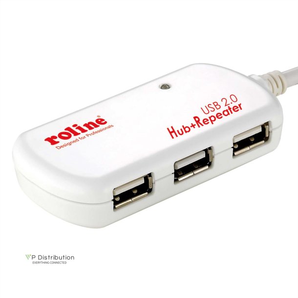 ROLINE USB 2.0 Hub, 4 Ports, with Repeater, 12 m