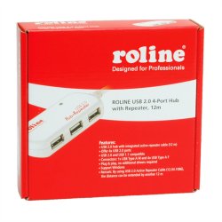 ROLINE USB 2.0 Hub, 4 Ports, with Repeater, 12 m