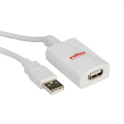 ROLINE USB 2.0 Extension Cable, 1 Port, white, 5 m