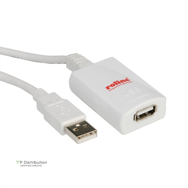 ROLINE USB 2.0 Extension Cable, 1 Port, white, 5 m