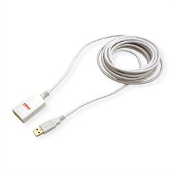 ROLINE USB 2.0 Extension Cable, 1 Port, white, 5 m