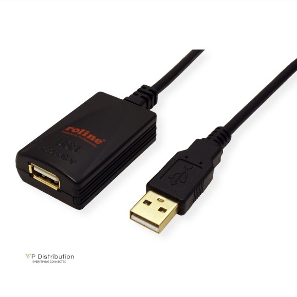 ROLINE USB 2.0 Extension Cable, 1 Port, black, 5 m