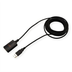 ROLINE USB 2.0 Extension Cable, 1 Port, black, 5 m