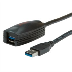ROLINE USB 3.2 Gen 1 Active Repeater Cable, black, 5 m