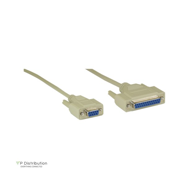 InLine&reg; Null Modem Cable DB9 female to DB25 female grey 2m