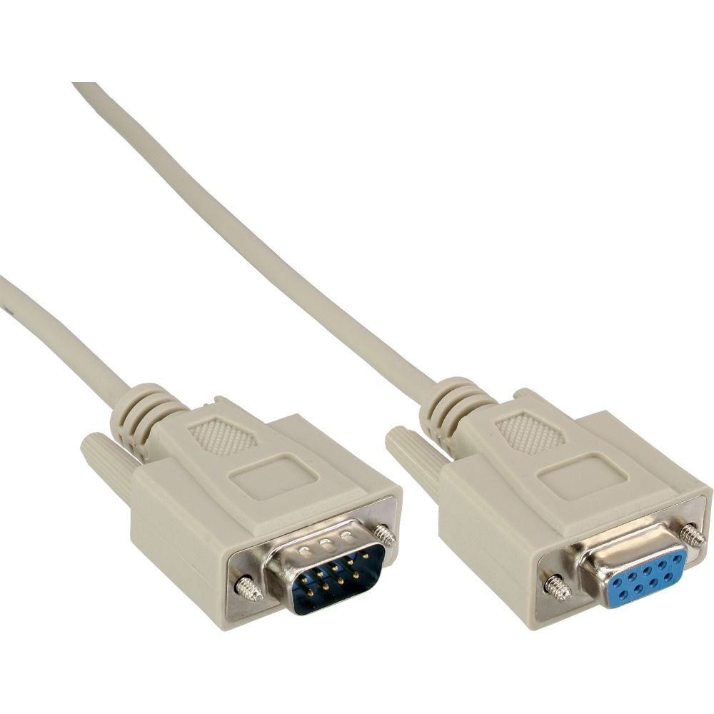 InLine® Serial Cable molded DB9 male to female direct grey 5m - Serial ...