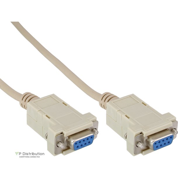 InLine&reg; Null Modem Cable 9 Pin female to female clamped 2m