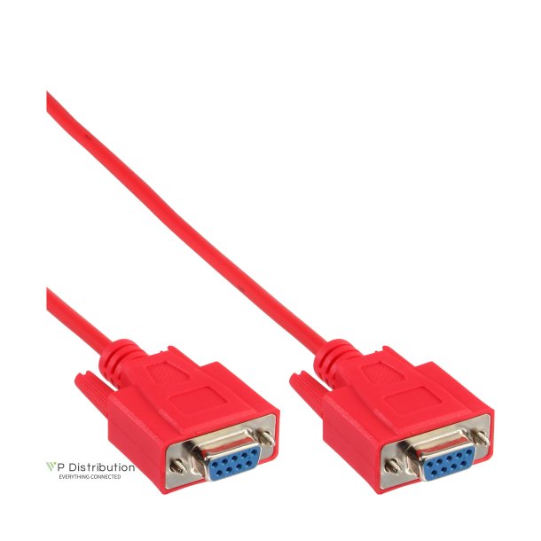 InLine&reg; Null Modem Cable DB9 Pin female to female moulded red 3m