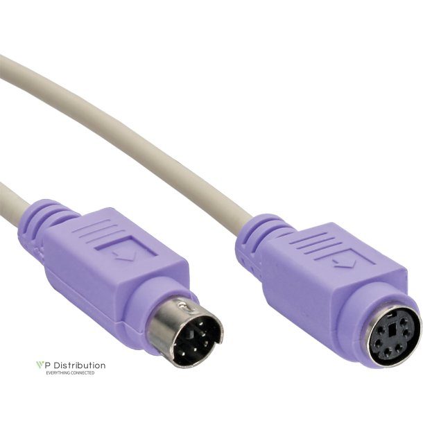 InLine&reg; PS/2 Cable male to female grey / purple 2m