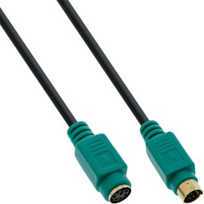 PS/2 cable, InLine®, M/F, black/green, golden contacts, 3m