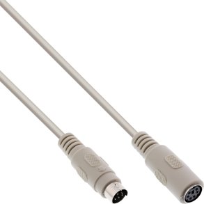 InLine® PS/2 Cable straight MD6 male to female grey 10m