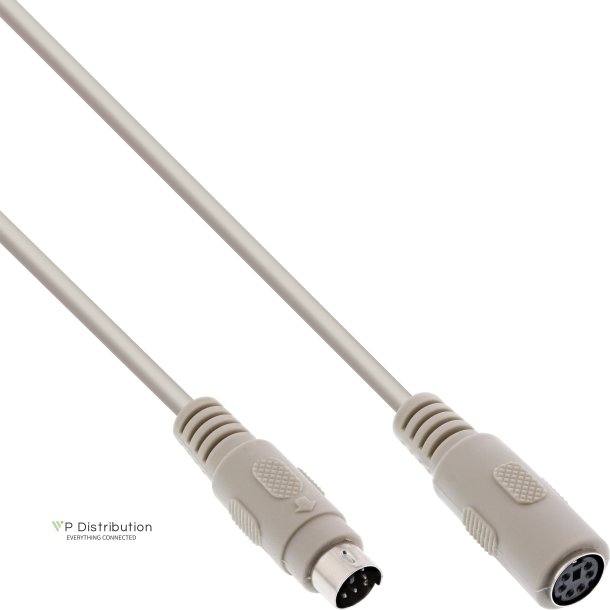 InLine&reg; PS/2 Cable straight MD6 male to female grey 10m