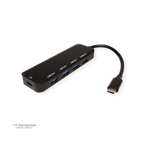 VALUE USB3.2 Gen1 Hub, 4x USB A F, 1x C (PD)