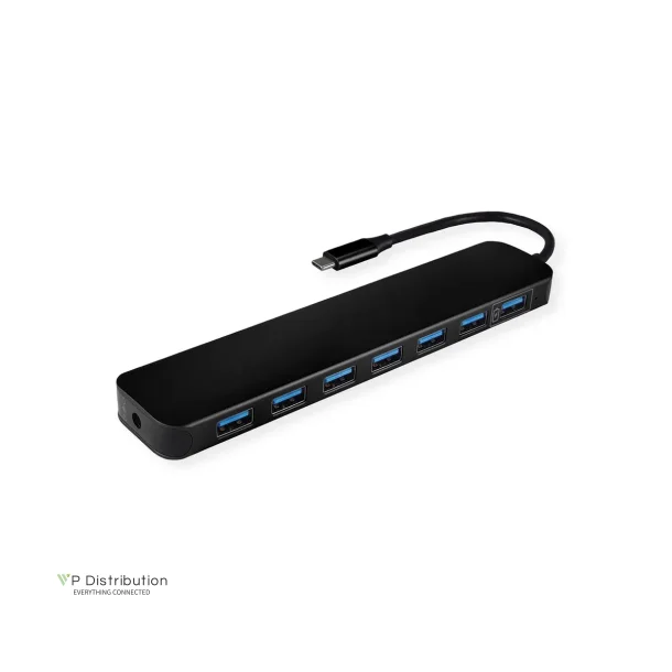 VALUE USB3.2 Gen1 Hub type C, 7x USB A F, with PSU