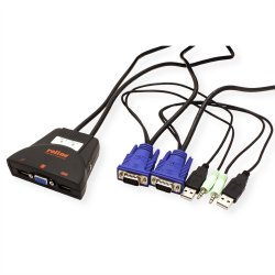 ROLINE KVM Switch "Star" 1 User - 2 PCs, Audio, USB