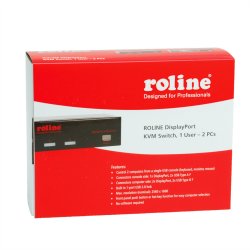 ROLINE KVM Switch, 1 User - 2 PCs, DisplayPort, with USB Hub