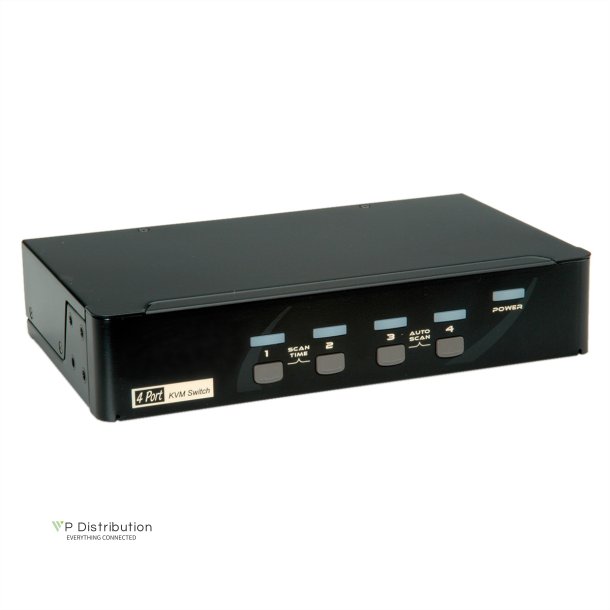 ROLINE KVM Switch, 1 User - 4 PCs, DisplayPort, with USB Hub