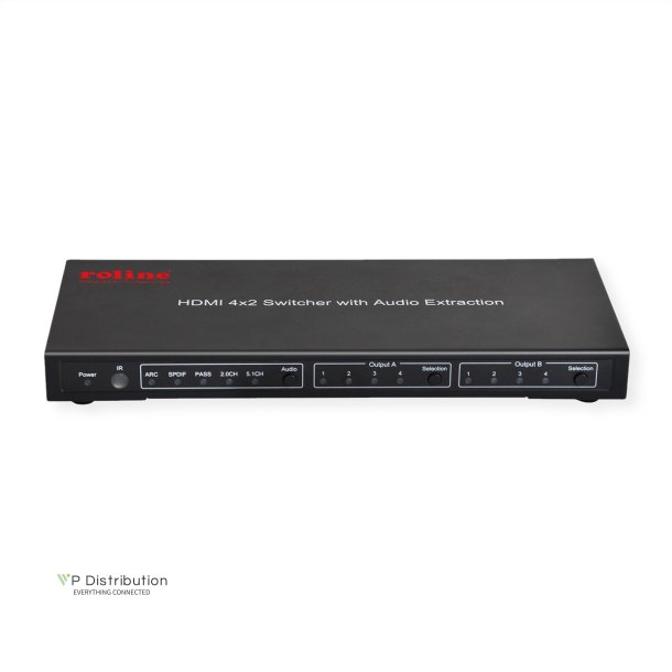 ROLINE 4K HDMI Matrix Switch, 4 x 2, with Remote Control