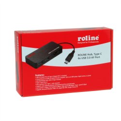 ROLINE USB 3.2 Gen 1 Hub, 4 Ports, Type C connection cable, with Power Supply