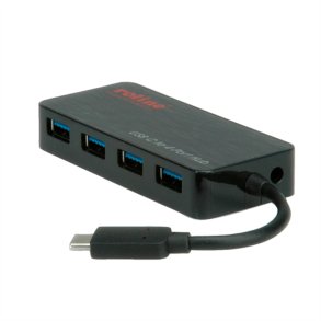 ROLINE USB 3.2 Gen 1 Hub, 4 Ports, Type C connection cable, with Power Supply