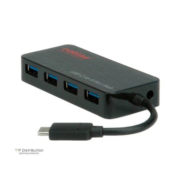 ROLINE USB 3.2 Gen 1 Hub, 4 Ports, Type C connection cable, with Power Supply