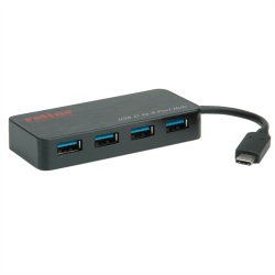 ROLINE USB 3.2 Gen 1 Hub, 4 Ports, Type C connection cable, with Power Supply