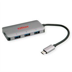 ROLINE USB 3.2 Gen 1 Hub, 4 Ports (3x USB 3.2 Gen 1 +1x C), PD+Data