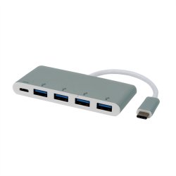 ROLINE USB 3.2 Gen 1 Hub, 4 Ports, Type C connection cable, with Power Supply (PD)