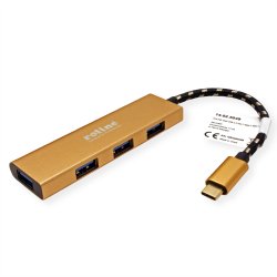ROLINE GOLD USB 3.2 Gen 1 Hub, 4 Ports, Type C connection cable