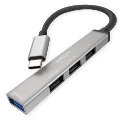 ROLINE USB 3.2 Gen 1 Hub, 4 Ports, Type C Connection Cable