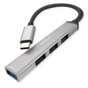 ROLINE USB 3.2 Gen 1 Hub, 4 Ports, Type C Connection Cable